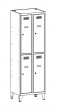 Metāla 4-durvju/2-stāvu garderobes skapis uz kājiņām SUS W322/422